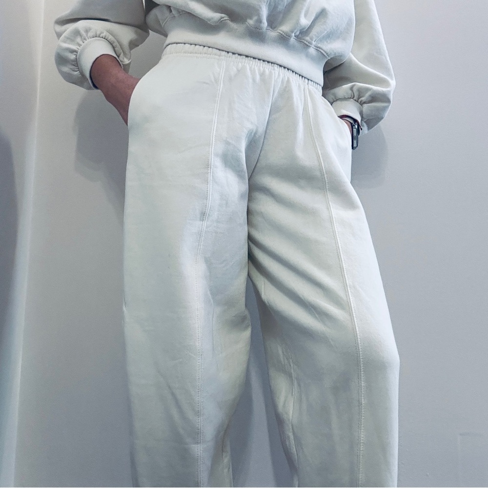 Zara Light Cream Cropped Wide-Leg Pants